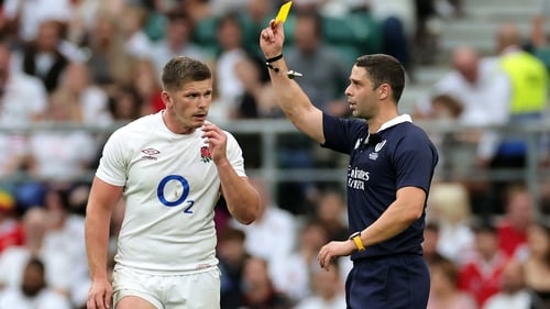 Owen Farrell was initially shown a yellow card, which was upgraded mid-game to a red, downgraded post-game to a yellow again and then once more upgraded to a red on appeal