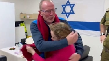 The moment nine-year-old Emily Hand was reunited with her father tom after being held hostage by Hamas for 50 days