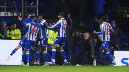 Jeff Hendrick is mobbed by team-mates after scoring his late, late equaliser